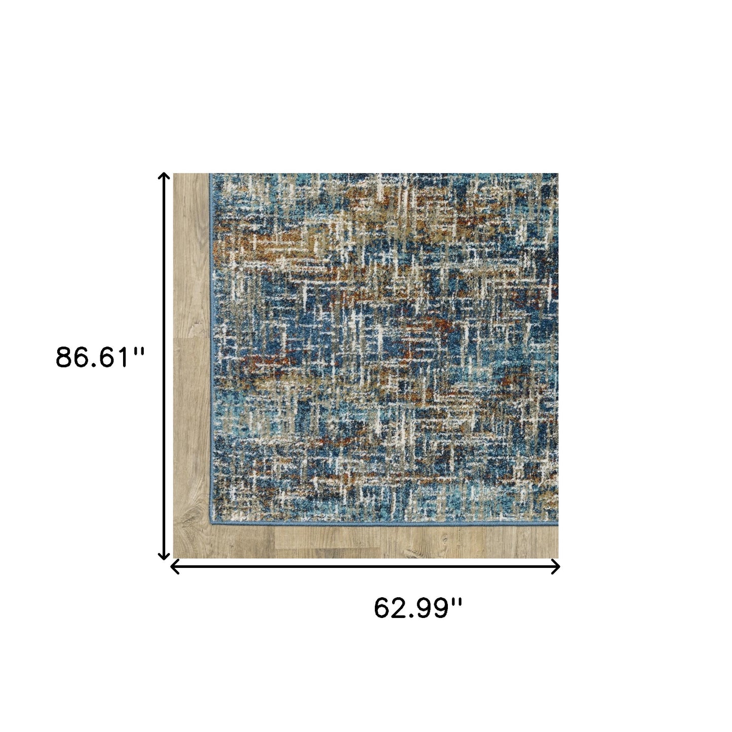 5' X 7' Blue Teal Gold Rust And Beige Abstract Power Loom Stain Resistant Area Rug