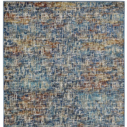 5' X 7' Blue Teal Gold Rust And Beige Abstract Power Loom Stain Resistant Area Rug