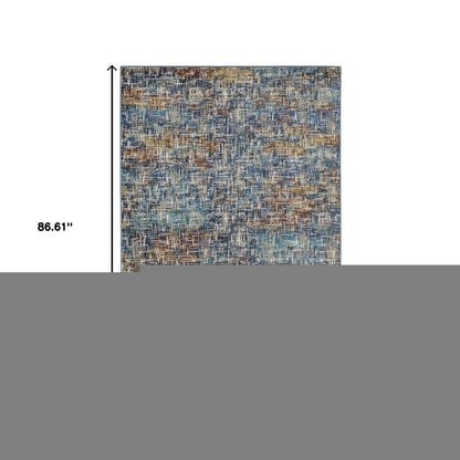 5' X 7' Blue Teal Gold Rust And Beige Abstract Power Loom Stain Resistant Area Rug