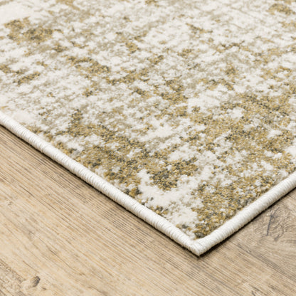 10' X 13' Beige Gold And Grey Abstract Power Loom Stain Resistant Area Rug