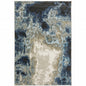 4' X 6' Blue Grey Charcoal And Beige Abstract Power Loom Stain Resistant Area Rug