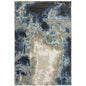 5' X 7' Blue Grey Charcoal And Beige Abstract Power Loom Stain Resistant Area Rug