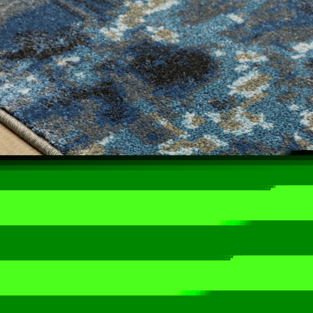 5' X 7' Blue Grey Charcoal And Beige Abstract Power Loom Stain Resistant Area Rug