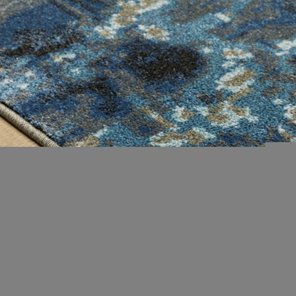 5' X 7' Blue Grey Charcoal And Beige Abstract Power Loom Stain Resistant Area Rug
