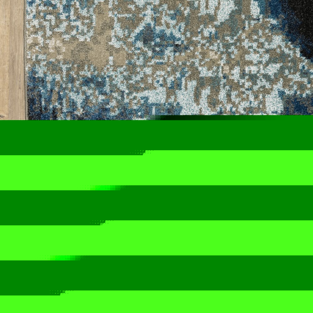 5' X 7' Blue Grey Charcoal And Beige Abstract Power Loom Stain Resistant Area Rug