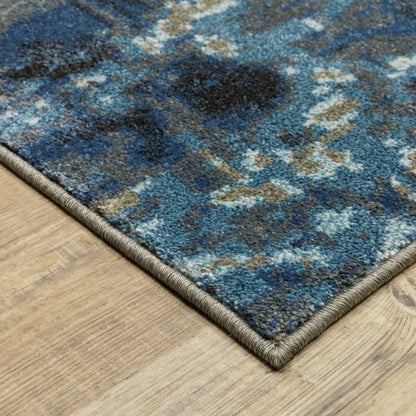 8' X 10' Blue And Beige Abstract Area Rug