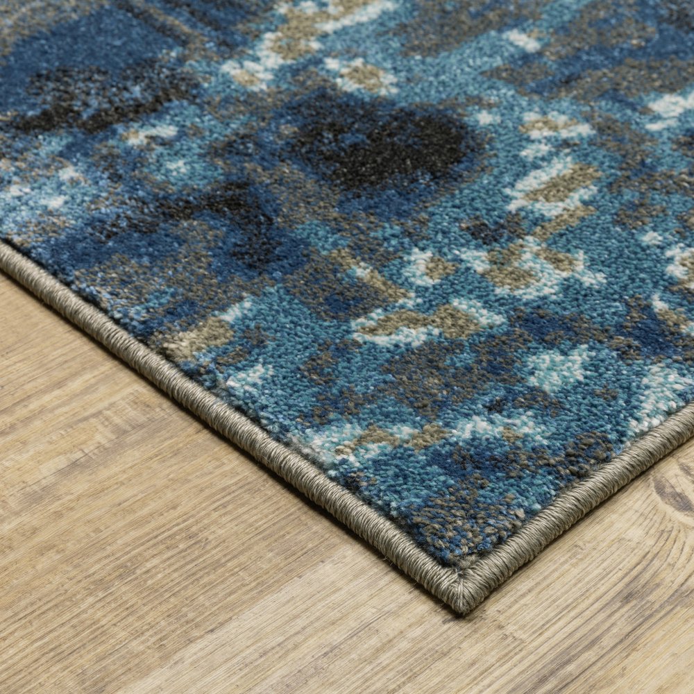 8' X 10' Blue And Beige Abstract Area Rug
