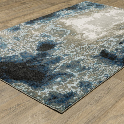 8' X 10' Blue And Beige Abstract Area Rug