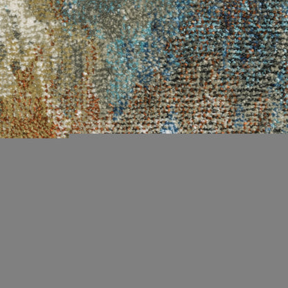 4' X 6' Blue Gold Teal Rust Grey And Beige Abstract Power Loom Stain Resistant Area Rug