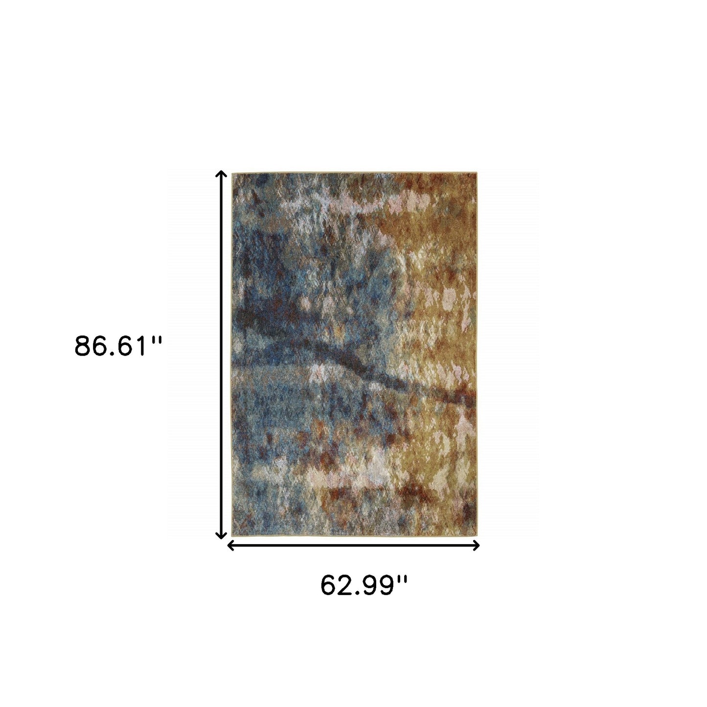 5' X 7' Blue Gold Teal Rust Grey And Beige Abstract Power Loom Stain Resistant Area Rug