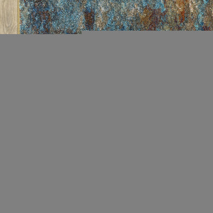 5' X 7' Blue Gold Teal Rust Grey And Beige Abstract Power Loom Stain Resistant Area Rug