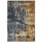 8' X 10' Blue Gold Teal Rust Grey And Beige Abstract Power Loom Stain Resistant Area Rug