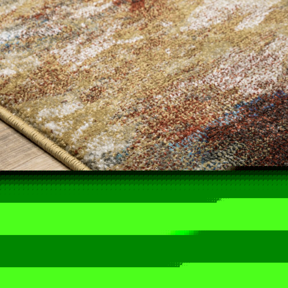 8' X 10' Blue And Gold Abstract Area Rug