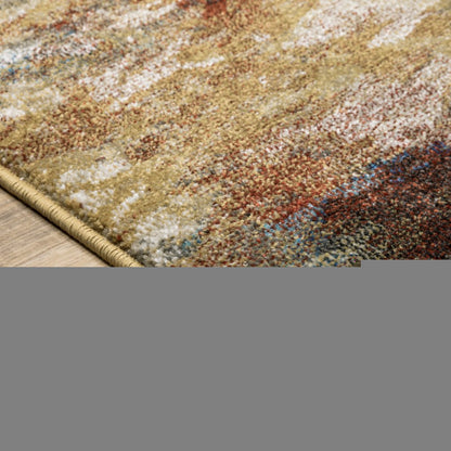 8' X 10' Blue And Gold Abstract Area Rug