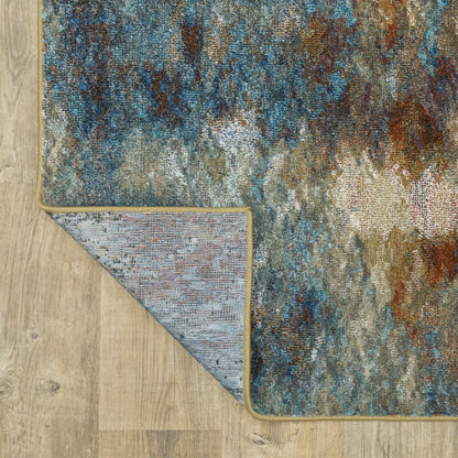 8' X 10' Blue And Gold Abstract Area Rug