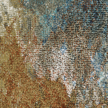 8' X 10' Blue And Gold Abstract Area Rug