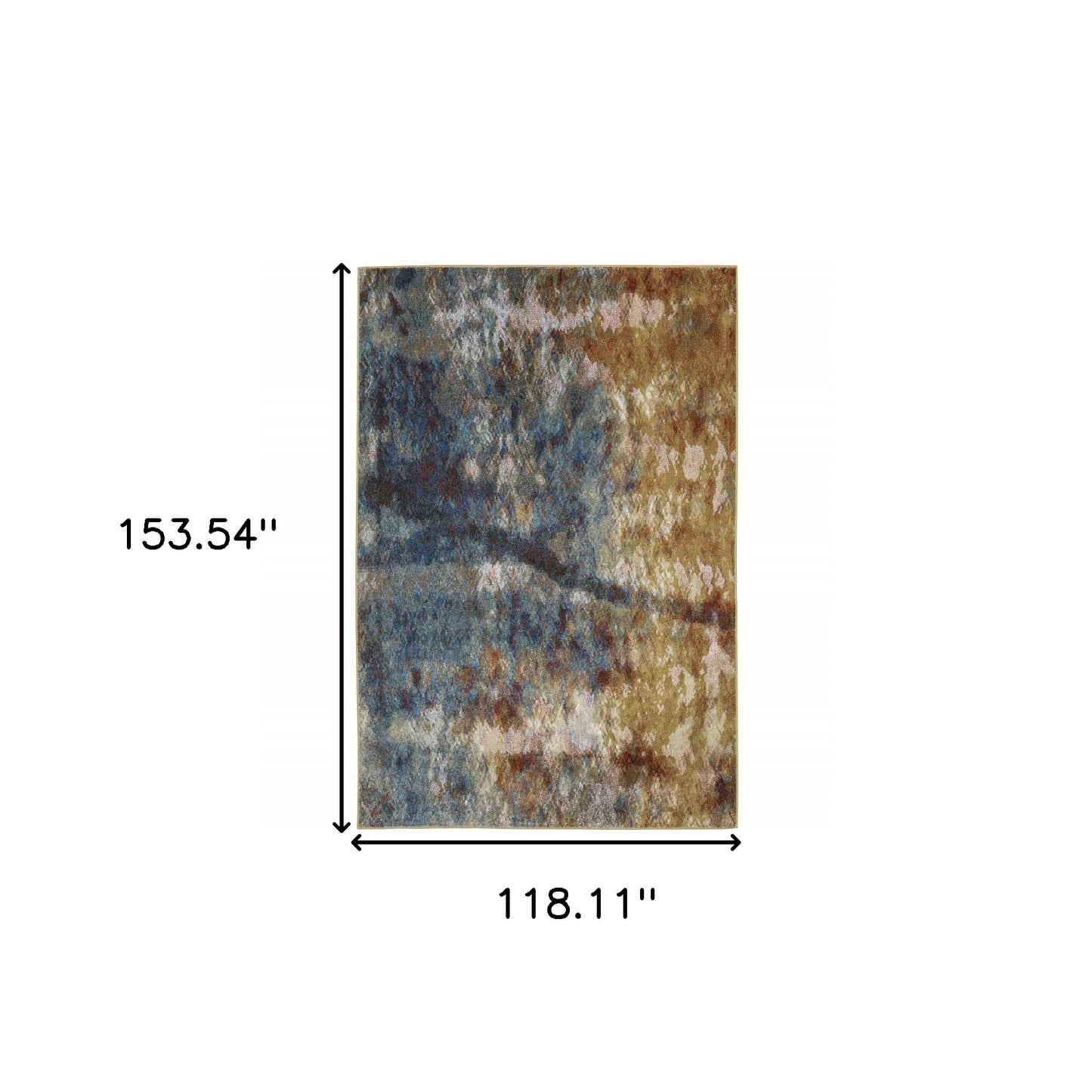 10' X 13' Blue Gold Teal Rust Grey And Beige Abstract Power Loom Stain Resistant Area Rug