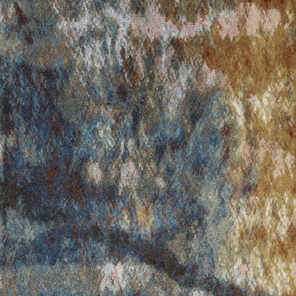 10' X 13' Blue Gold Teal Rust Grey And Beige Abstract Power Loom Stain Resistant Area Rug