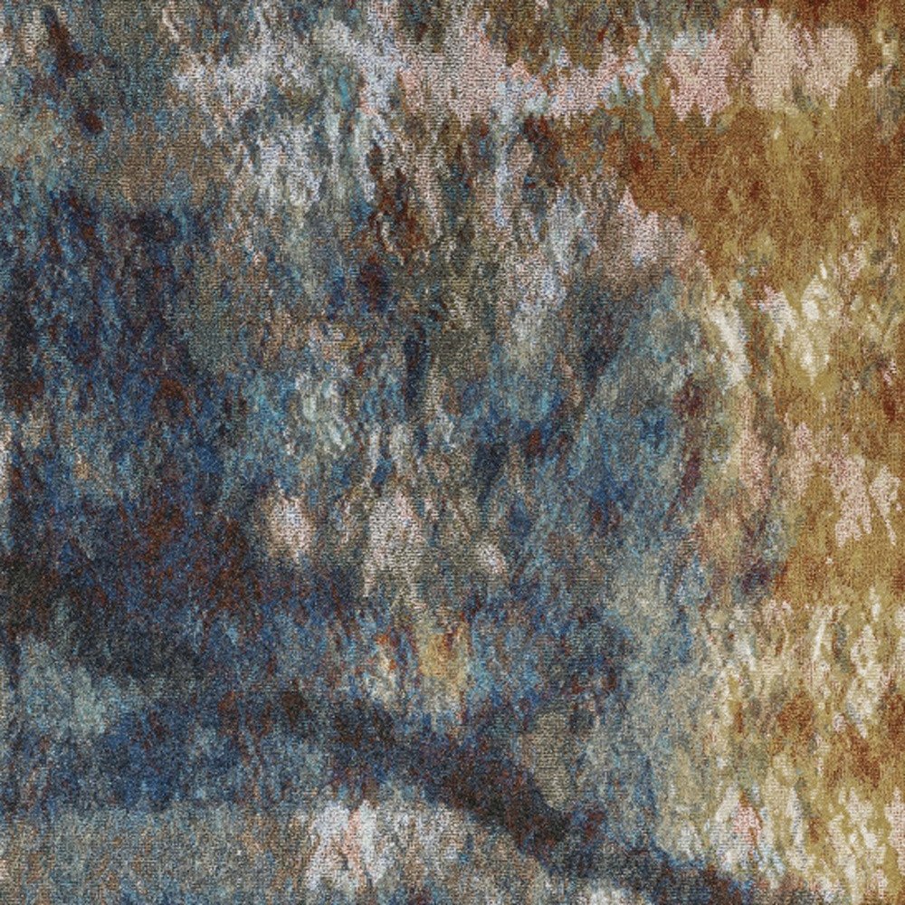 10' X 13' Blue And Gold Abstract Area Rug
