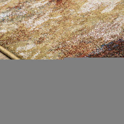10' X 13' Blue And Gold Abstract Area Rug