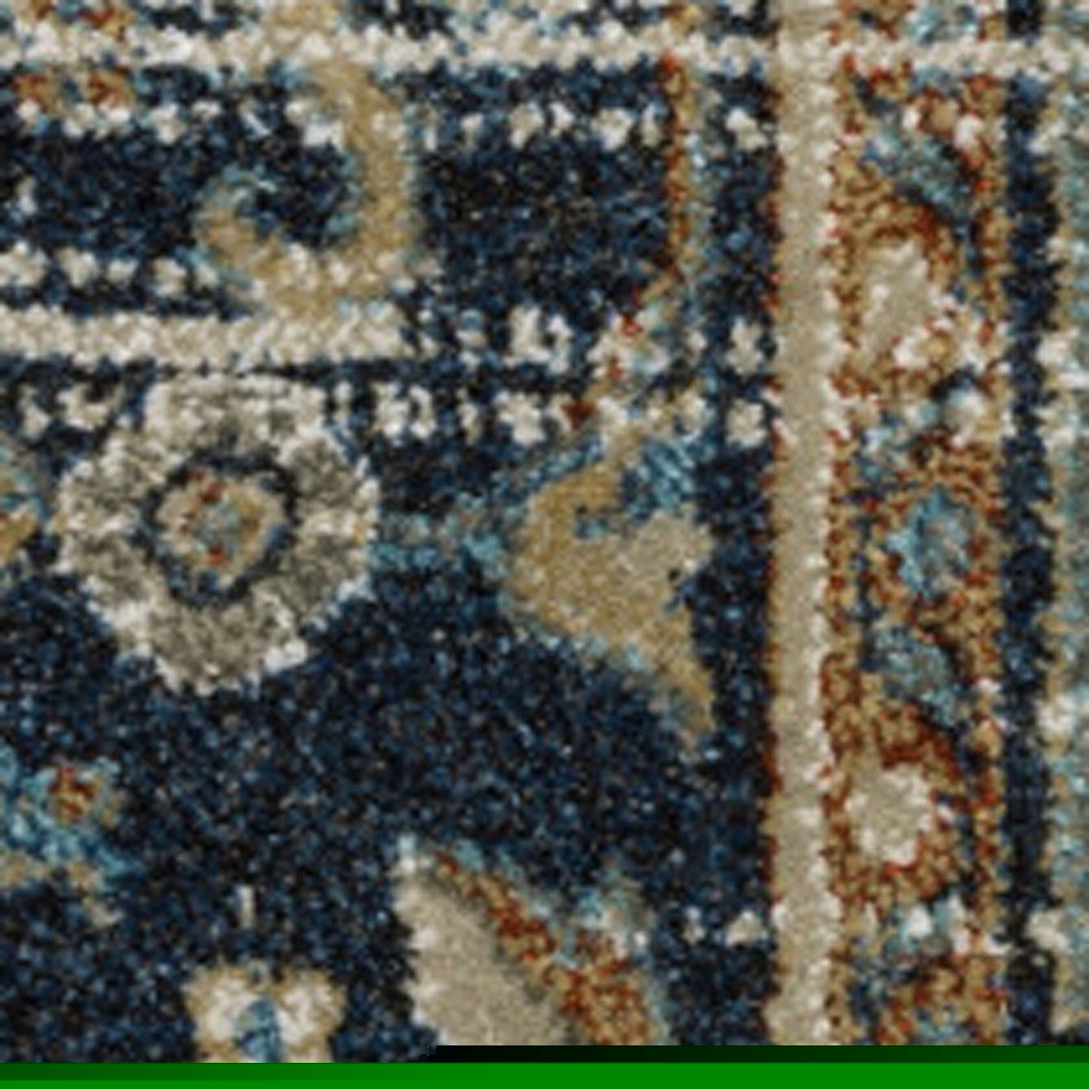 8' X 10' Beige And Blue Oriental Distressed Area Rug
