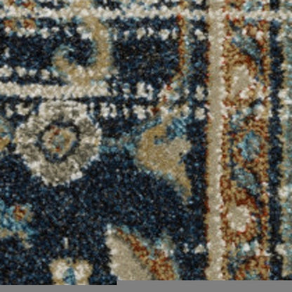 8' X 10' Beige And Blue Oriental Distressed Area Rug