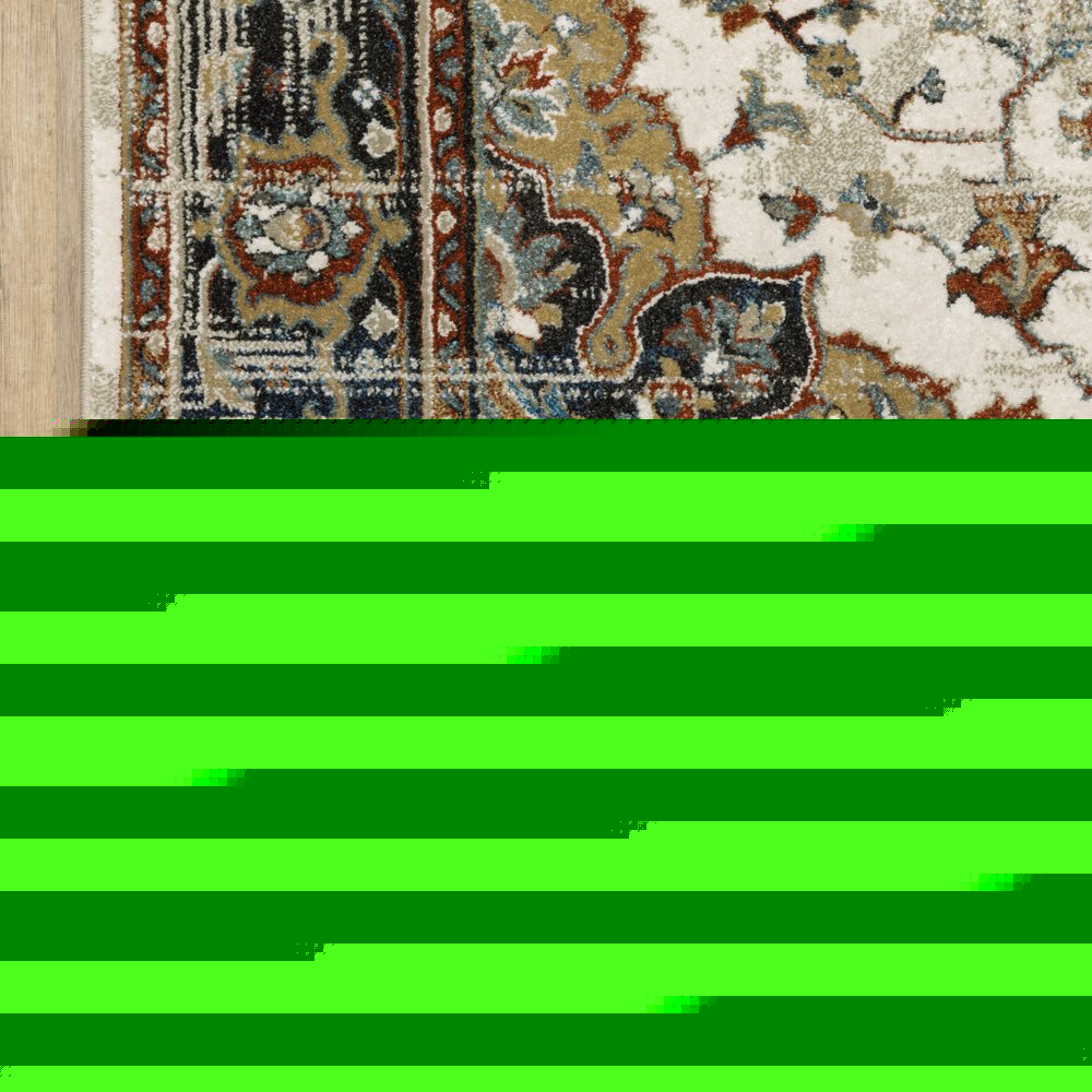 10' X 13' Beige And Blue Oriental Distressed Area Rug