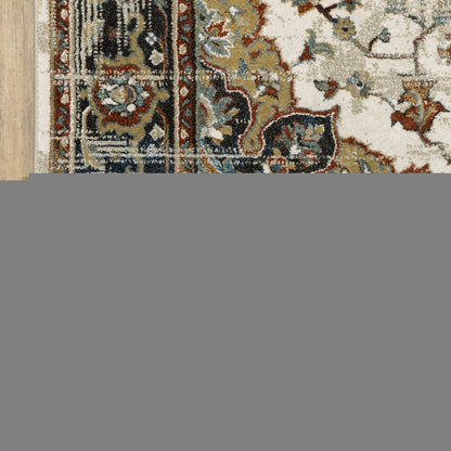 10' X 13' Beige And Blue Oriental Distressed Area Rug