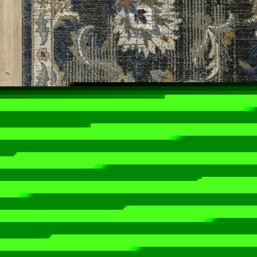 4' X 6' Charcoal Blue Gold Rust And Beige Oriental Power Loom Stain Resistant Area Rug