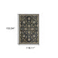 10' X 13' Charcoal And Blue Oriental Distressed Area Rug