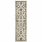 2' X 8' Beige Gold Blue And Grey Oriental Power Loom Stain Resistant Runner Rug
