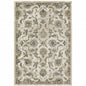 4' X 6' Beige Gold Blue And Grey Oriental Power Loom Stain Resistant Area Rug