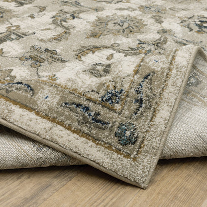 8' X 10' Beige And Gold Oriental Distressed Area Rug