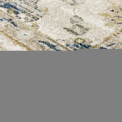10' X 13' Beige And Gold Oriental Distressed Area Rug