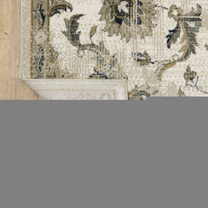 10' X 13' Beige And Gold Oriental Distressed Area Rug