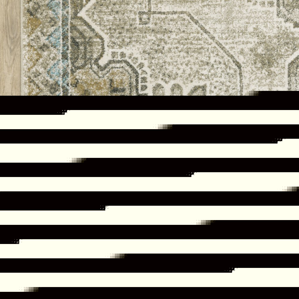 7' X 9' Blue And Gray Oriental Area Rug
