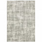 2' X 3' Grey And Ivory Abstract Shag Power Loom Stain Resistant Area Rug