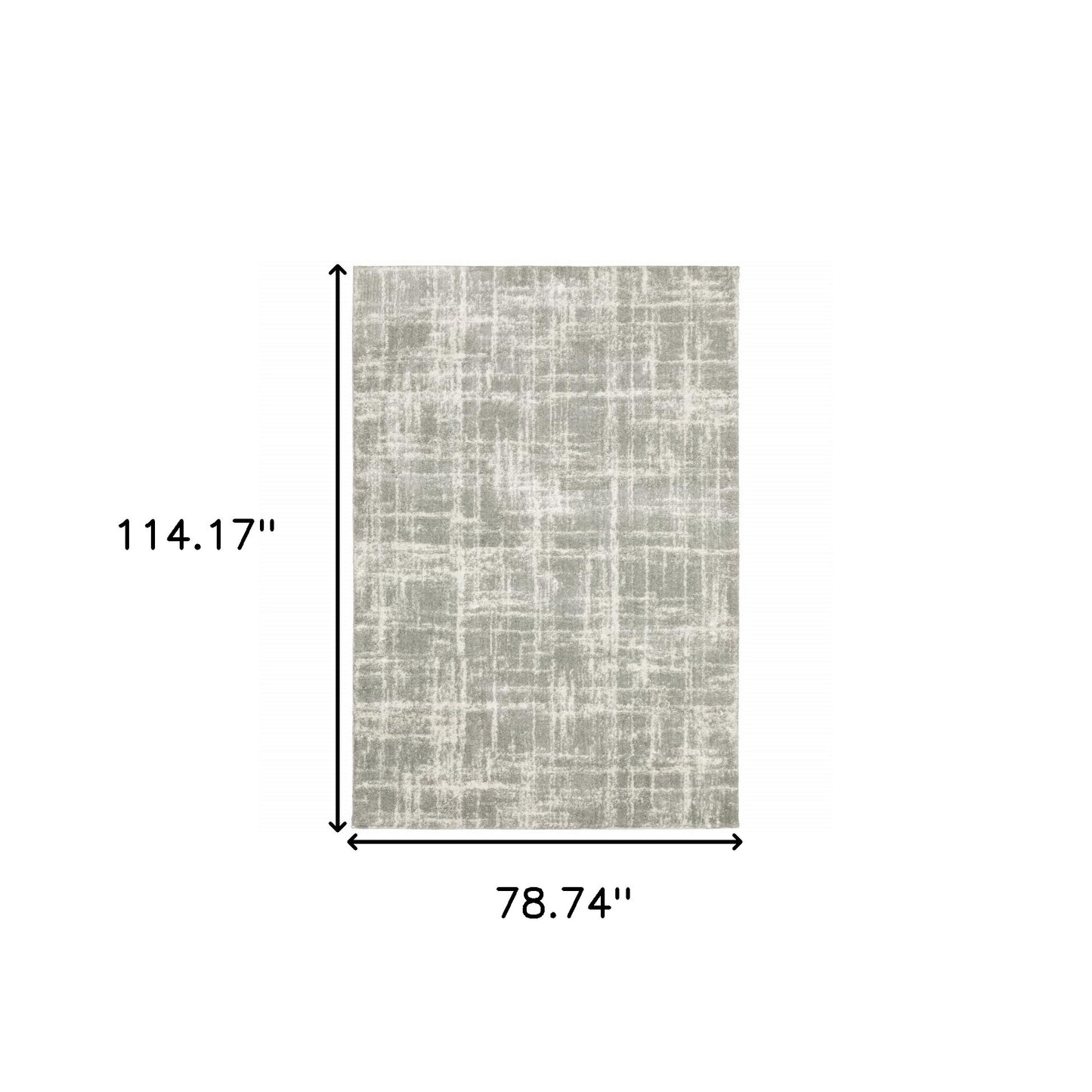 6' X 9' Grey And Ivory Abstract Shag Power Loom Stain Resistant Area Rug