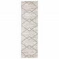 2' X 8' Ivory And Grey Geometric Shag Power Loom Stain Resistant Runner Rug