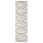 2' X 8' Ivory And Grey Geometric Shag Power Loom Stain Resistant Runner Rug