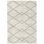 2' X 3' Ivory And Grey Geometric Shag Power Loom Stain Resistant Area Rug