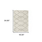4' X 6' Ivory And Grey Geometric Shag Power Loom Stain Resistant Area Rug