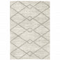 5' X 8' Ivory And Grey Geometric Shag Power Loom Stain Resistant Area Rug