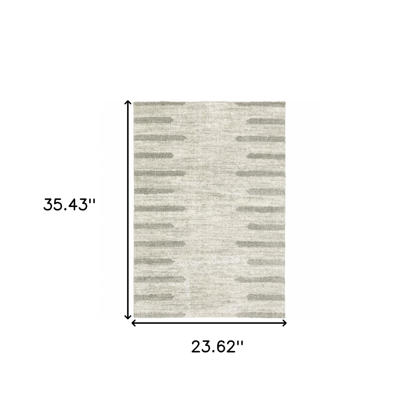 2' X 3' Ivory And Grey Geometric Shag Power Loom Stain Resistant Area Rug