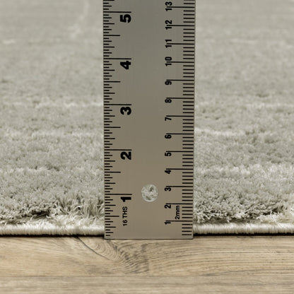 2' X 8' Grey And Ivory Geometric Shag Power Loom Stain Resistant Runner Rug