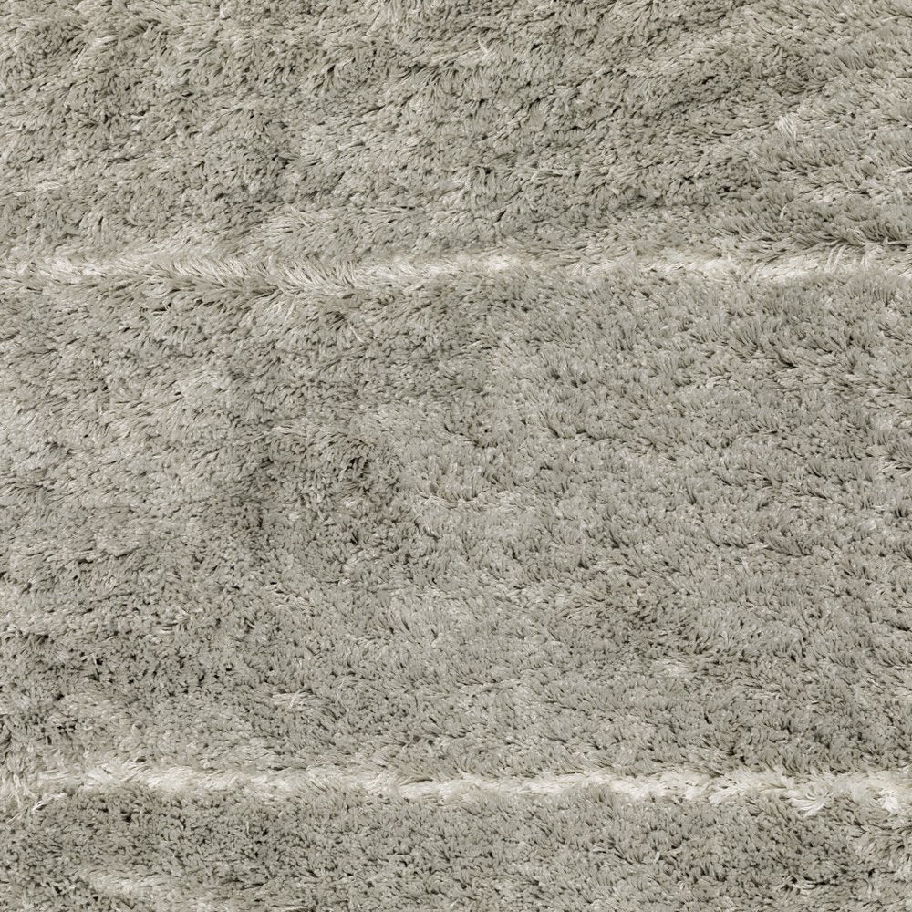 6' X 9' Grey And Ivory Geometric Shag Power Loom Stain Resistant Area Rug