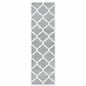 2' X 8' Grey And Ivory Geometric Shag Power Loom Stain Resistant Runner Rug