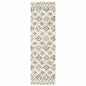 2' X 8' Ivory And Brown Geometric Shag Power Loom Stain Resistant Runner Rug