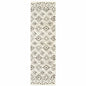 2' X 8' Ivory And Brown Geometric Shag Power Loom Stain Resistant Runner Rug