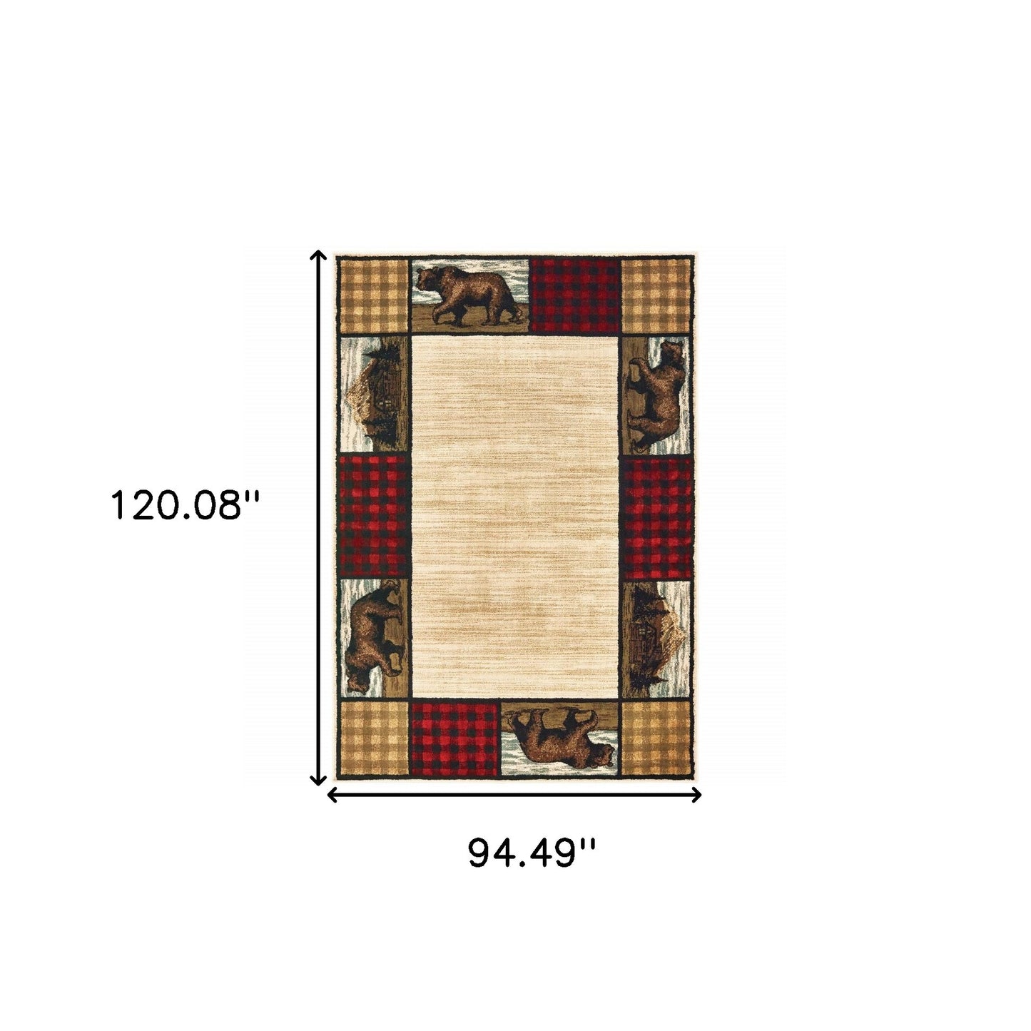 8' X 10' Ivory Southwestern Power Loom Stain Resistant Area Rug